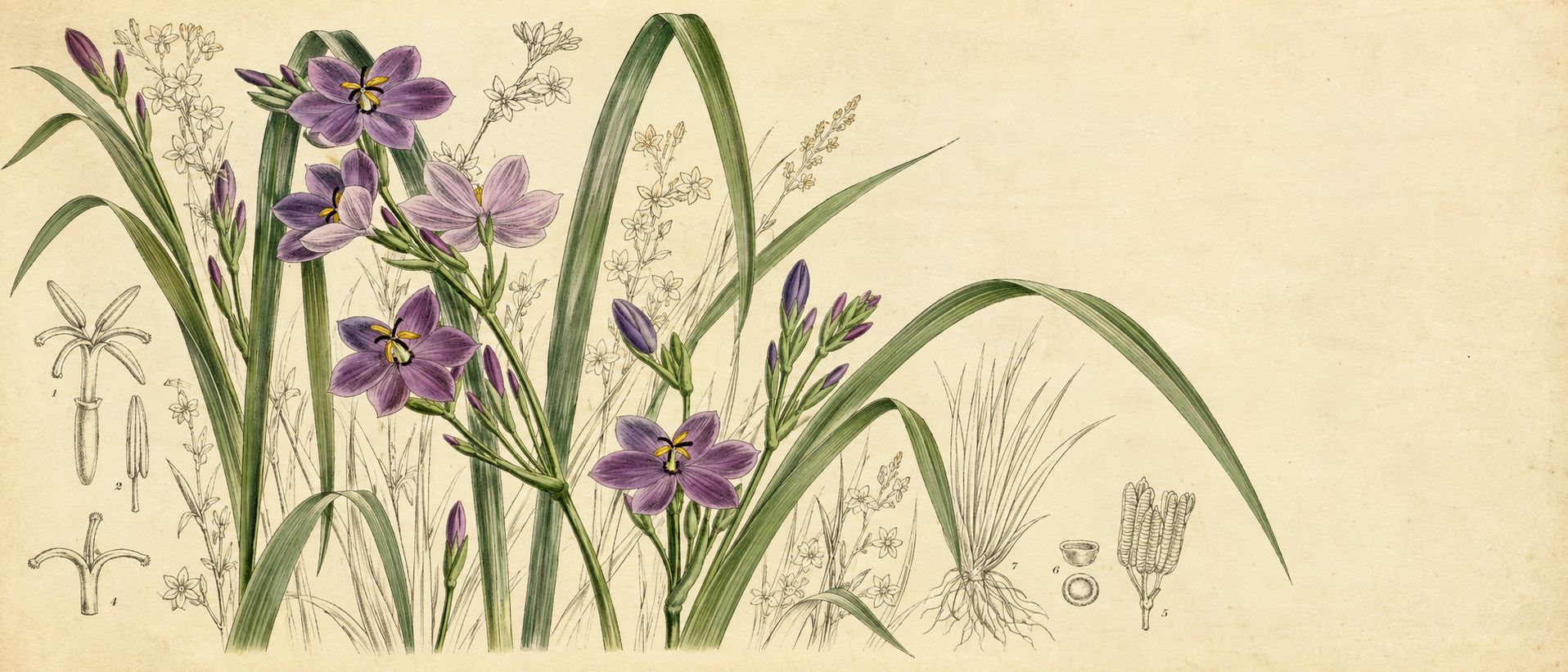 Lámina botánica del arayamos, lirio de páramo